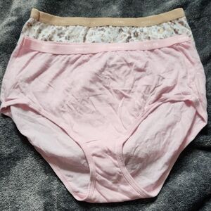Hanes Women's Pink and Tan Panty Set